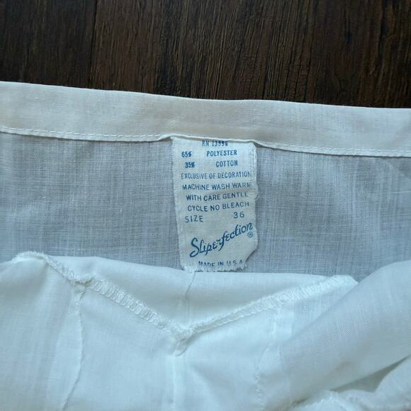 Vintage Sliperfection White Cotton Blend Slip Dress Adjustable Straps Size 36 - Picture 7 of 12